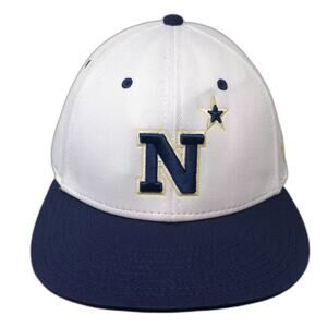 Under Armour Baseball Cap White Blue 7 3/8 Fitted Navy Midshipmen Anchor Hat